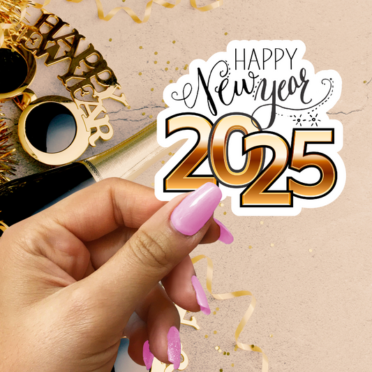 2025 Gold Black New Year Sticker