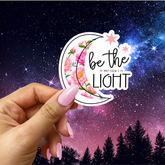 Be the Light Floral Moon Christian Faith Sticker