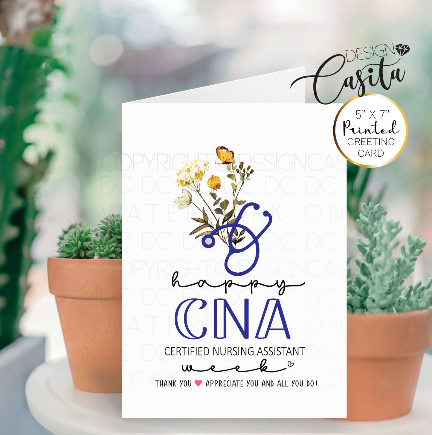 Happy CNA Week Medical Floral Butterfly thank you Greeting Card