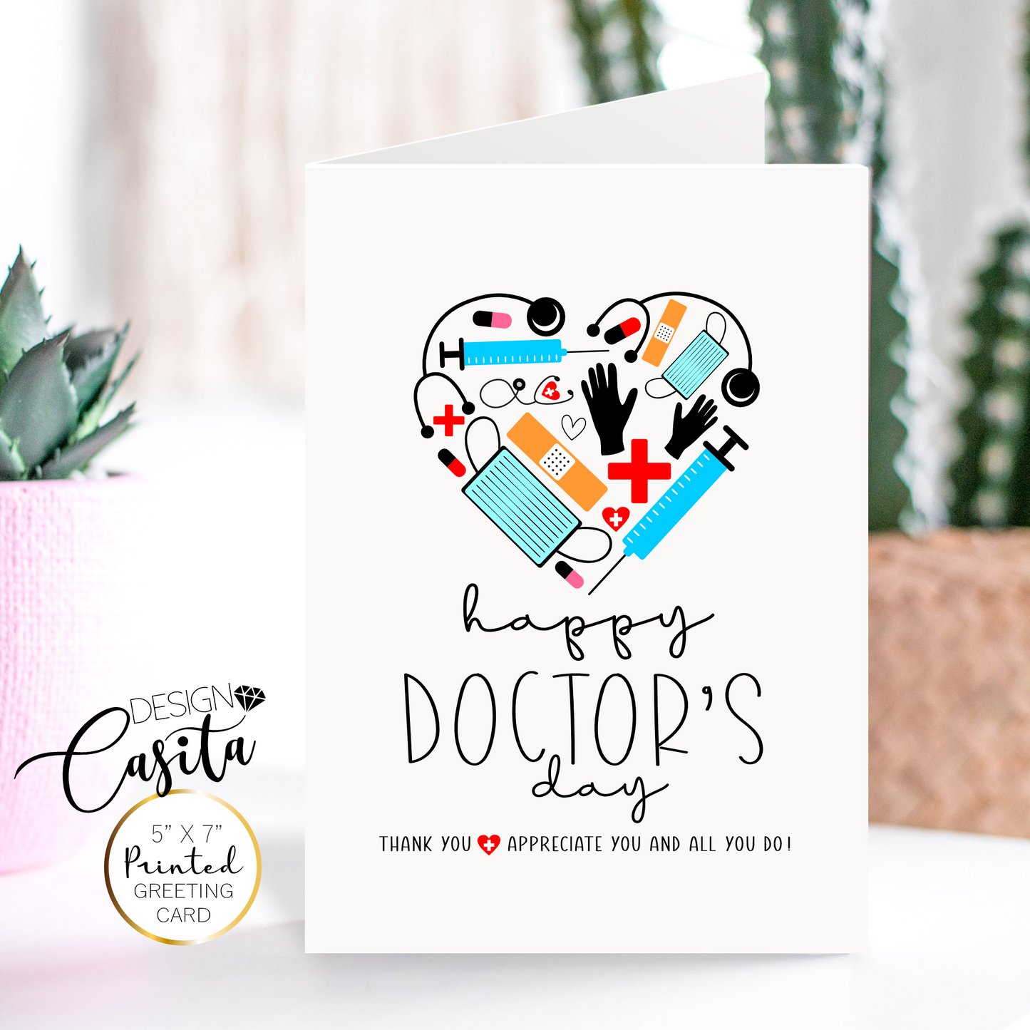 Happy Doctor's Day Medical Tools Heart Appreciation Greeting Card