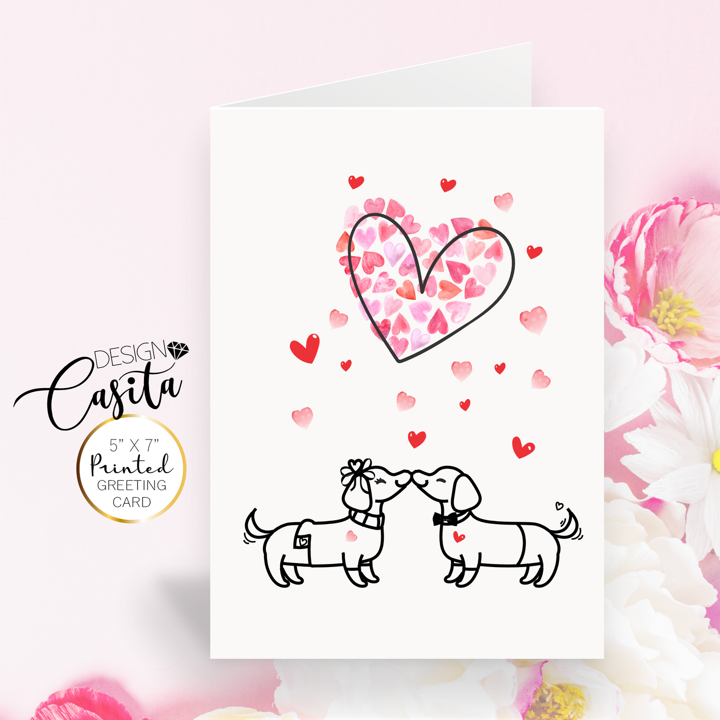 Dogs Kissing Couple Love or Valentine's Day Greeting Card