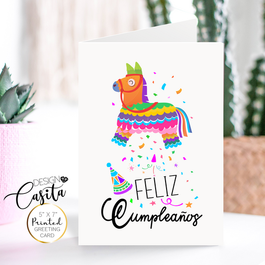 Feliz Cumpleanos Pinata Confetti Colorful Spanish Greeting Card