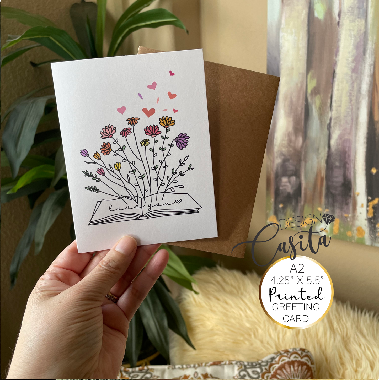 Wild Flowers Floral Book Love You A2 Greeting Card