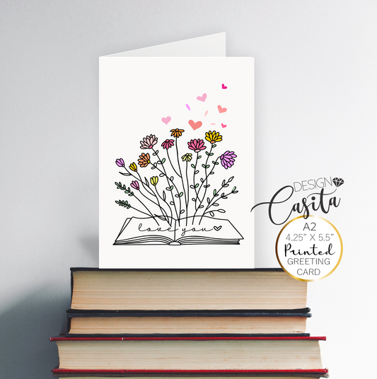 Wild Flowers Floral Book Love You A2 Greeting Card