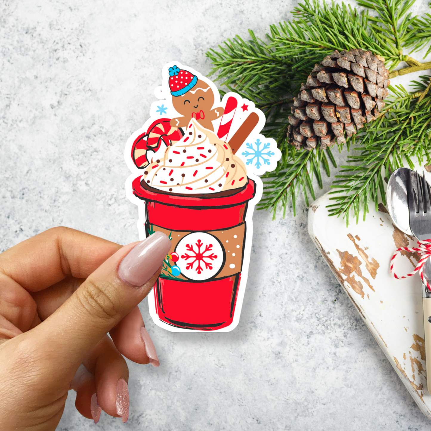 Christmas Coffee Latte Drink Sticker