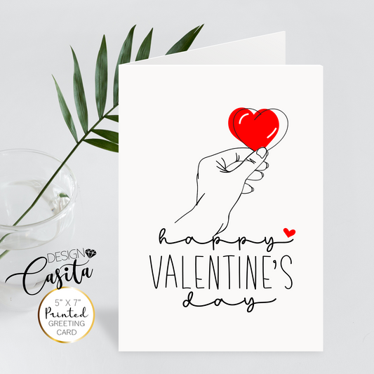 Happy Valentine's Day Hand Heart Greeting Card