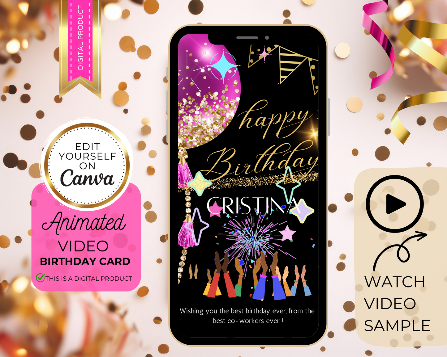 Happy Birthday Personalized Editable Template Animated Video Card