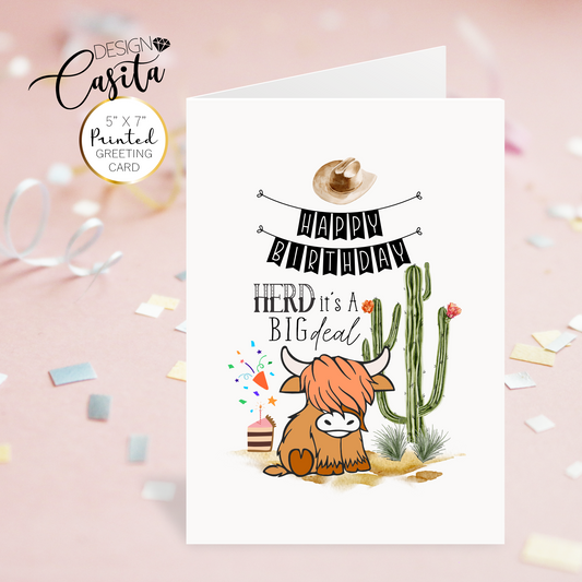 Funny Birthday Western Cow Herd Greeting Card