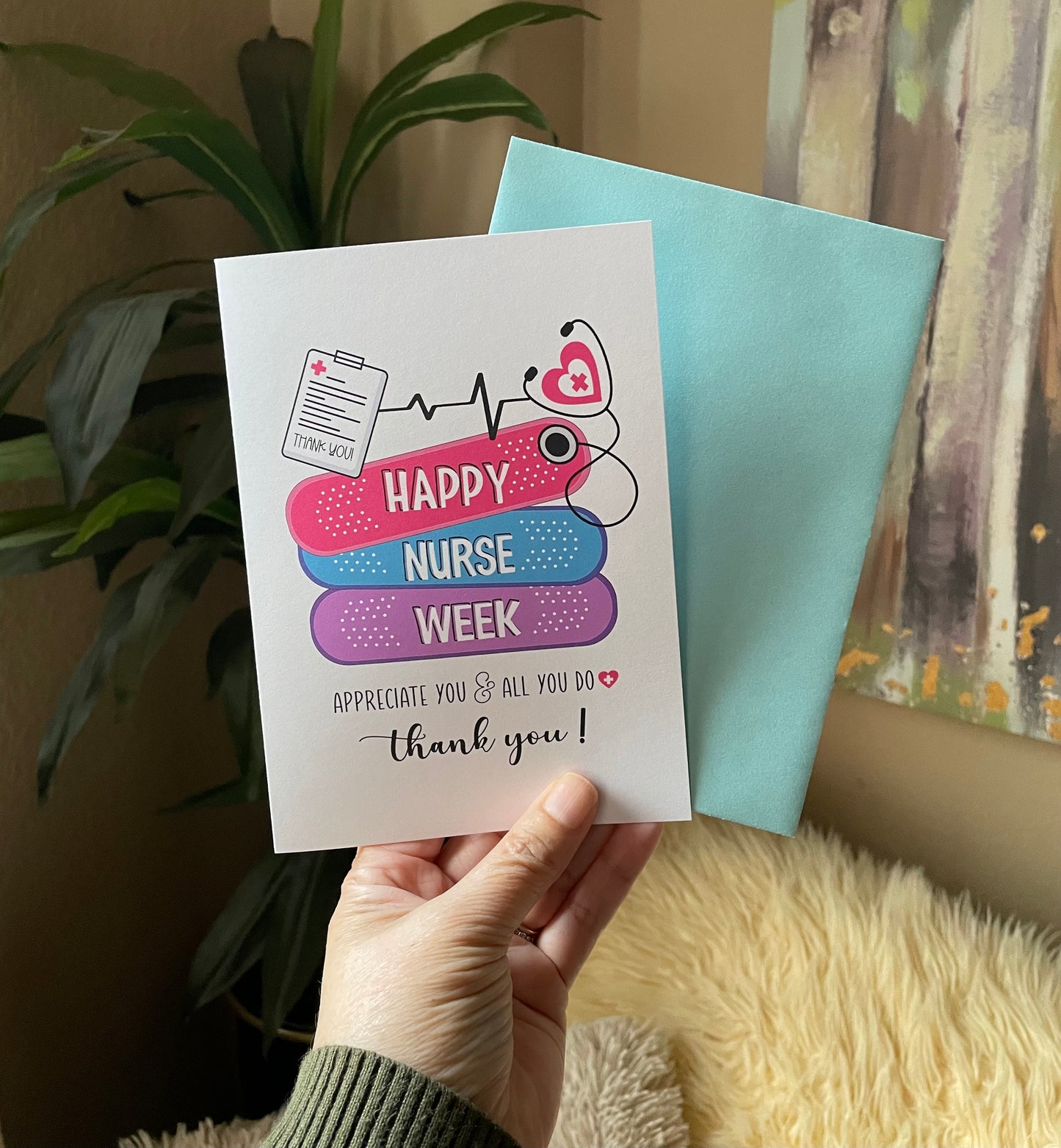 Happy Nurse Week colorful bandages Stethoscope Appreciation Greeting Card