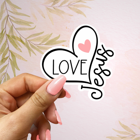 Love Jesus Pink Heart Christian Faith Sticker