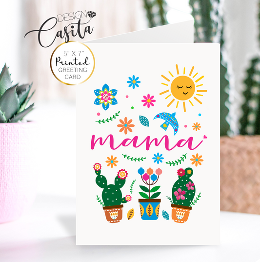 Mama Floral Folk Art Sunshine Succulent Greeting Card