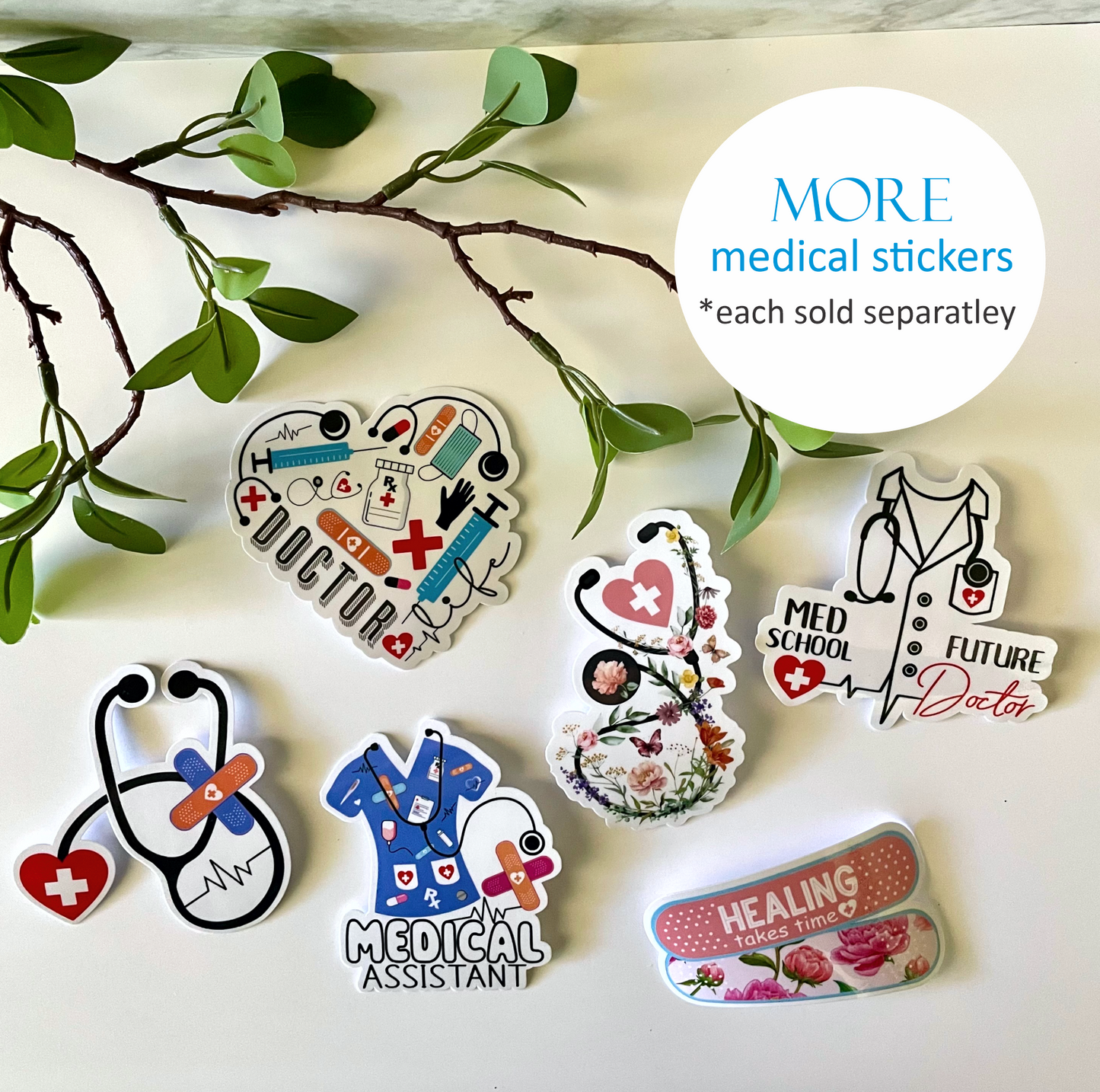 Nurse Stethoscope Heart Modern Sticker