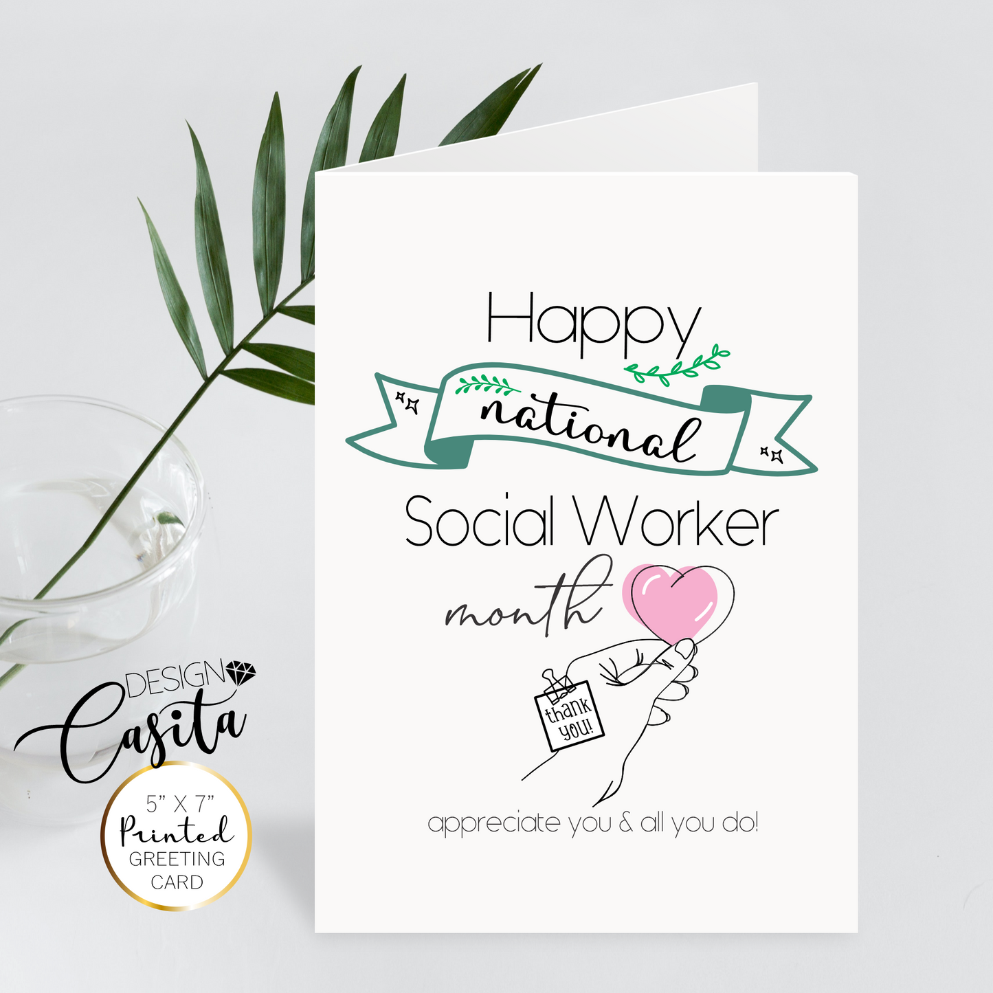 Happy National Social Worker Month Heart Hand Appreciation Greeting Card