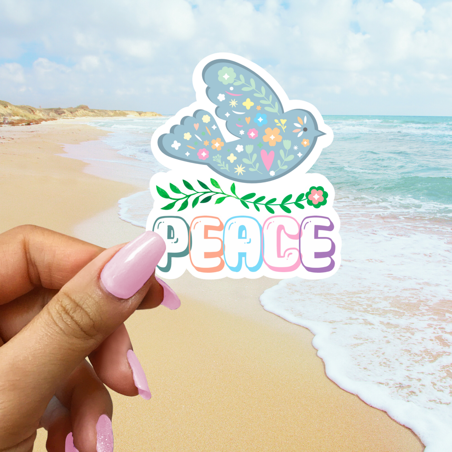 Peace Floral Flying Bird Sticker