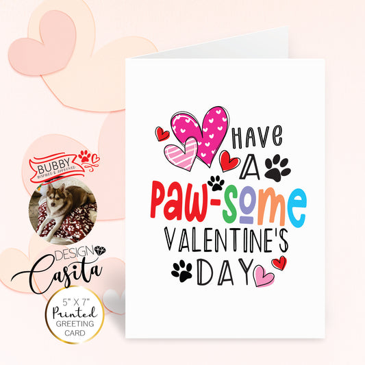 Dog Cat Paw-some Valentine's Day Pet Greeting Card