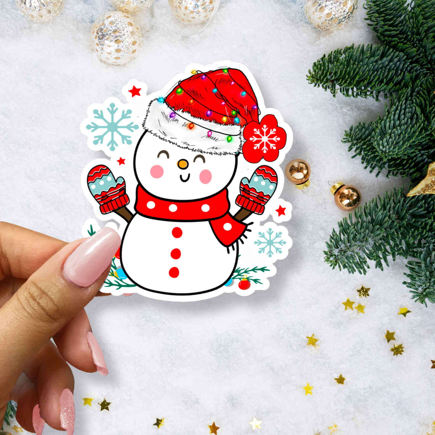 Snowman Santa Cute Christmas Sticker